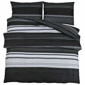 vidaXL 2 pcs 260 x 220 cm + 50 x 75 cm 100% Cotton Black Stripes