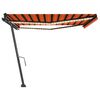 vidaXL Manual Retractable Awning with LED 450x350 cm Orange and Brown
