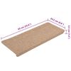 vidaXL Stair Mats Self-adhesive 15 pcs 65x24.5x3.5 cm Beige