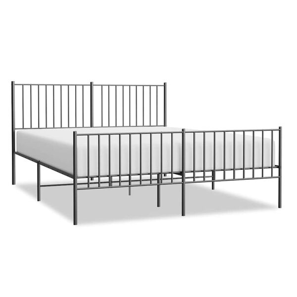 vidaXL Metal Bed Frame without Mattress with Footboard Black 150x200cm