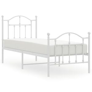 vidaXL Metal Bed Frame without Mattress with Footboard White 75x190cm