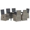 vidaXL Garden Dining Set with Cushion 7 pcs Grey Poly Rattan
