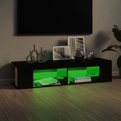 vidaXL TV Cabinet with LED Lights High Gloss Black 135x39x30 cm