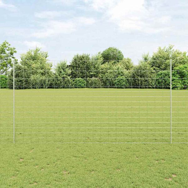 vidaXL Fence with Post Silver 1.6 x 25 m Steel