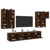 vidaXL 7 Piece TV Wall Cabinet Set with LED Lights Brown Oak