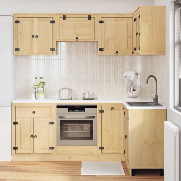 vidaXL Cabinet with Shelf SKI 8 pcs Honey Brown Solid Pine Wood