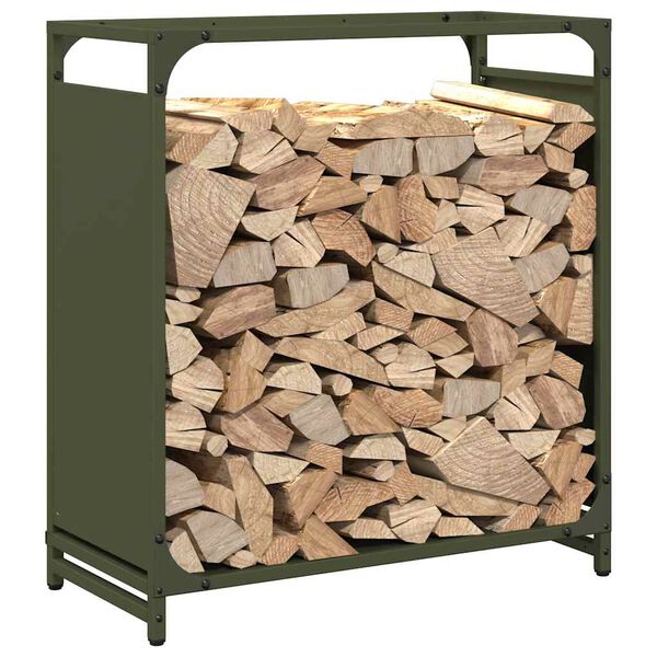 vidaXL Firewood Rack Olive Green 60x28x65 cm Cold-rolled steel