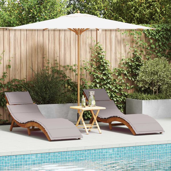 vidaXL Sun lounger 2 pcs Taupe 184 x 55 x 64cm Solid Acacia wood