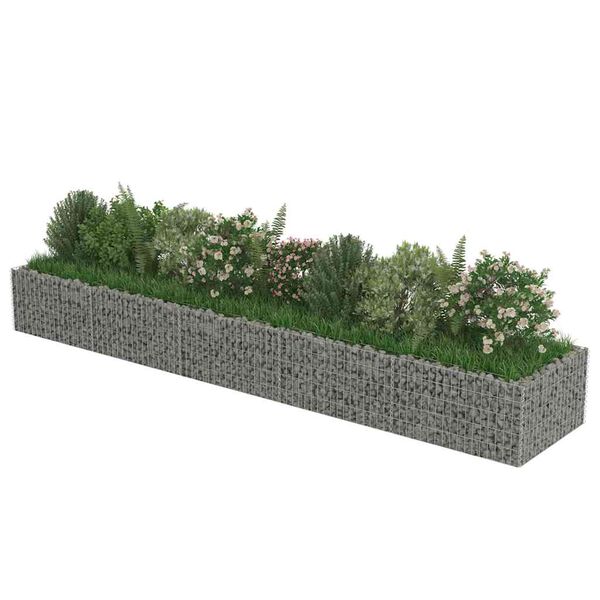 vidaXL Gabion Raised Bed Galvanised Steel 450x90x50 cm