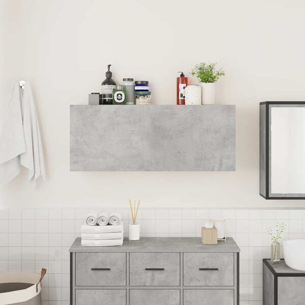 vidaXL Bathroom Wall Cabinet Concrete Grey 100x25x40 cm Engineered Wood