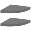 vidaXL Floating Corner Shelves 2 pcs High Gloss Grey 35x35x3,8 cm MDF