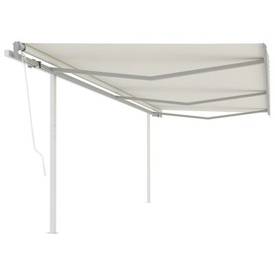 vidaXL Automatic Retractable Awning with Posts 6x3 m Cream