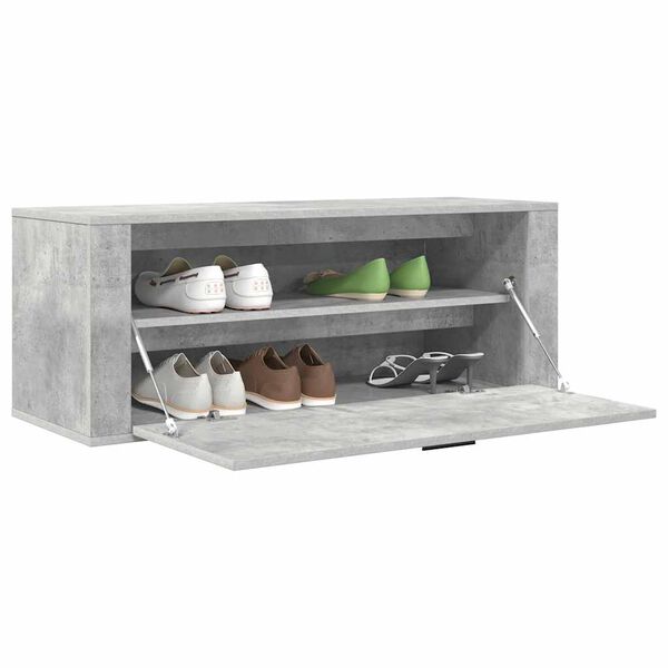 vidaXL Wall Shoe Cabinet Concrete Grey 100x35x38 cm Engineered Wood