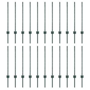 vidaXL Embedded Fence Post 22 pcs Green 120 cm Powder-Coated Steel