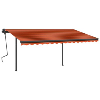 vidaXL Manual Retractable Awning with Posts 4x3 m Orange and Brown