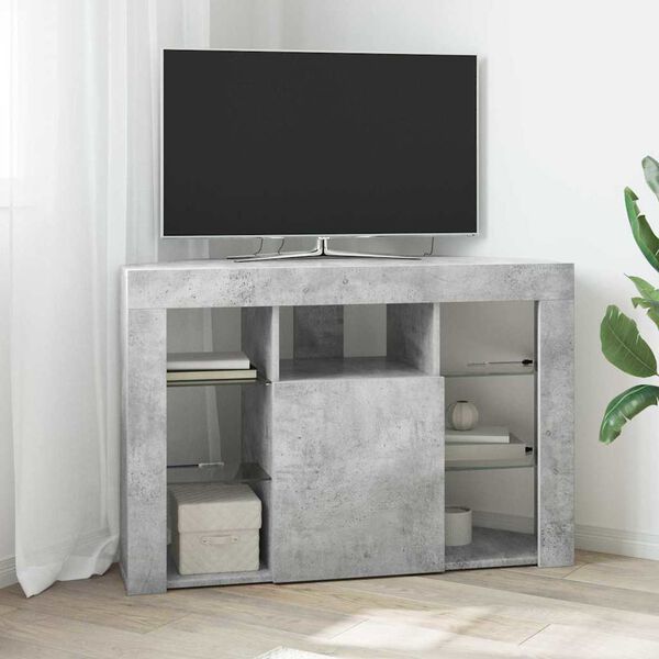 vidaXL Corner LED TV Cabinet Concrete Grey 100x40x68cm Engineered Wood