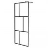 vidaXL Walk-in Shower Wall with Tempered Glass Black 90x195 cm