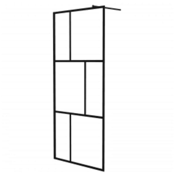 vidaXL Walk-in Shower Wall with Tempered Glass Black 90x195 cm