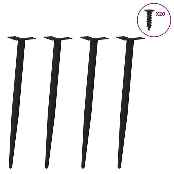 vidaXL Console Table Legs Conical Shape 4 pcs Black 72-73 cm Steel