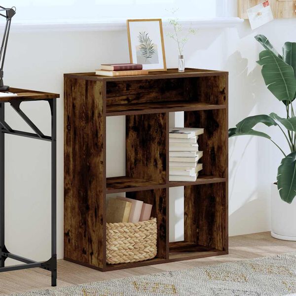 vidaXL Book Cabinet Smoked Oak 66x31x80 cm Engineered Wood