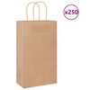 vidaXL Paper Bags 250 pcs with Handles Brown 21x11x36 cm