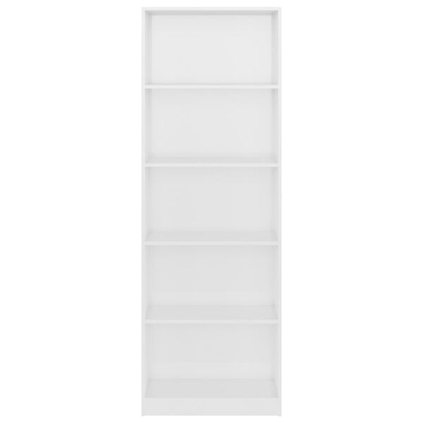 vidaXL 5-Tier Book Cabinet High Gloss White 60x24x175 cm Engineered Wood
