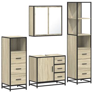 vidaXL 4&nbsp;Piece Bathroom Furniture Set&nbsp;Sonoma Oak Engineered Wood