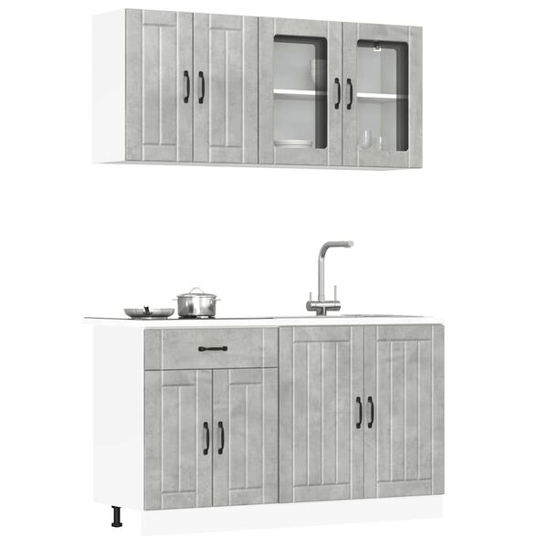 vidaXL 4 Piece Kitchen Cabinet Set Lucca Concrete Grey Engineered Wood