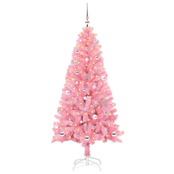 vidaXL Christmas Tree with 150 LEDs with Stand Pink 150 cm PVC