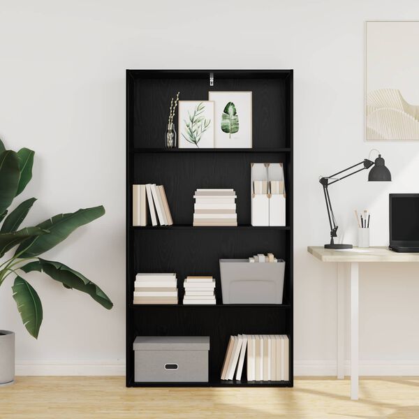 vidaXL Book Cabinet Black Oak 80 x 30 x 151.5 cm Engineered Wood