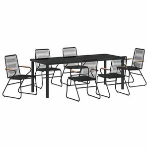 vidaXL Garden Dining Set 7 pcs Black Powder-Coated Steel