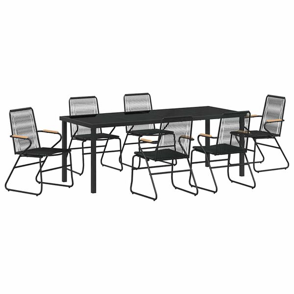 vidaXL Garden Dining Set 7 pcs Black Powder-Coated Steel