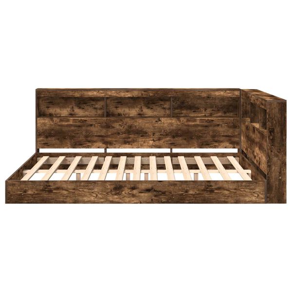 vidaXL Bookcase Bed Smoked oak 160 x 200 cm Engineered wood