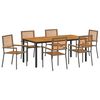 vidaXL Garden Dining Set 7 pcs Grey and Brown Poly Rattan
