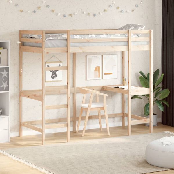 vidaXL Loft Bed without Mattress 80x200 cm Solid Wood Pine