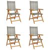 vidaXL Reclining Folding Chairs 4 pcs Grey Poly Rattan and Solid Wood