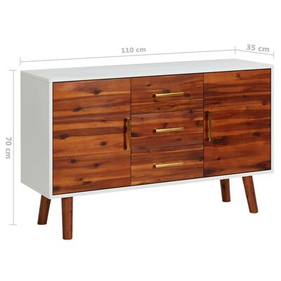 vidaXL Sideboard 110x35x70 cm Solid Acacia Wood and MDF