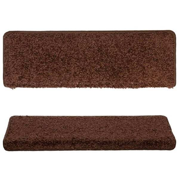 vidaXL Stair Mats 10 pcs 65x21x4 cm Brown Rectangular Edge