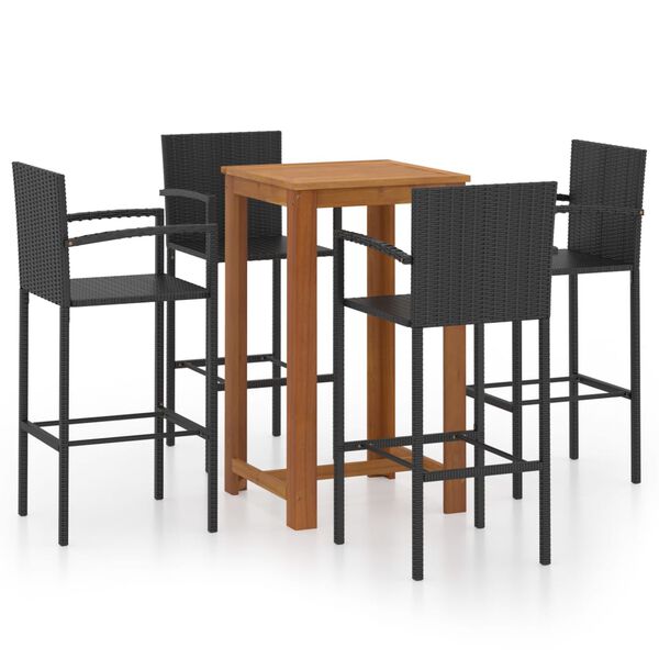 vidaXL 5 Piece Garden Bar Set Black