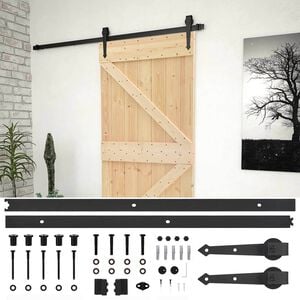 vidaXL Sliding Door 100 x 210 cm Solid Pine Wood Natural and Black