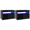 vidaXL TV Cabinets with LED Lights 2 pcs High Gloss Black 60x35x40 cm