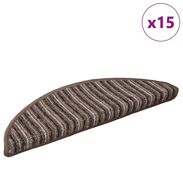 vidaXL Self-adhesive Stair Mats 15 pcs Brown 56 x 17 x 3 cm