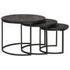 vidaXL Nesting Coffee Tables 3 pcs Black Solid Mango Wood and Steel