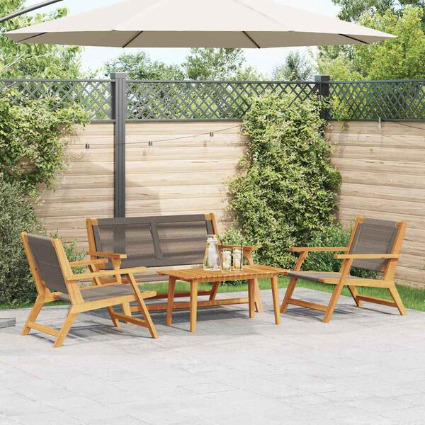 vidaXL Garden Chairs with Table 4 pcs Grey Solid Acacia wood