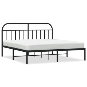 vidaXL Metal Bed Frame without Mattress with Headboard Black 180x200cm