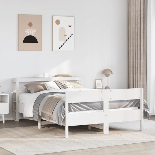 vidaXL Bed Frame without Mattress White 140x200 cm Solid Wood Pine