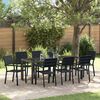 vidaXL Garden Dining Set 9 pcs Black Powder-Coated Steel