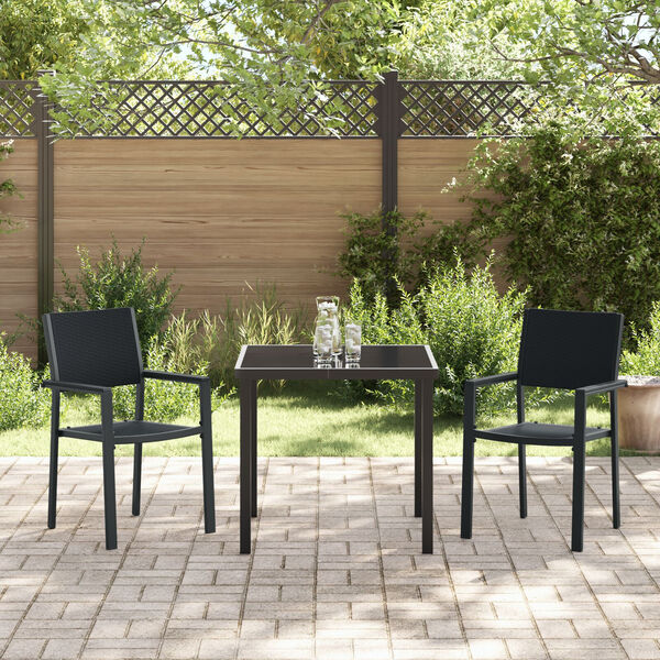 vidaXL Garden Dining Set 7 pcs Black Powder-Coated Steel