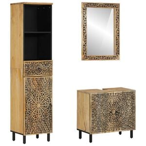 vidaXL 3 Piece Bathroom Furniture Set Solid Wood Mango
