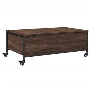 vidaXL Coffee Table with&nbsp;Wheels Brown Oak 91x55x34 cm Engineered&nbsp;Wood
